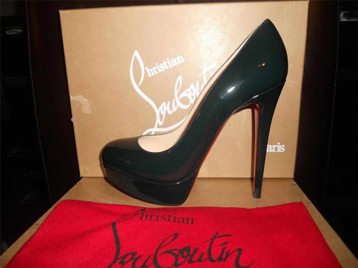 Christian Louboutin BIANCA 140 Patent Leather Platform Pump Shoes English  Green