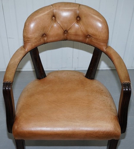 FOUR RRP £9200 BROWN LEATHER HOUSE OF CHESTERFIELD COURT OFFICE DINING CHAIRS - Picture 12 of 12