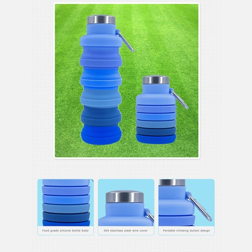 Foldable Water Bottle 500ml Collapsible Silicone Drink Outdoor Safe Non-Toxic AU - Picture 11 of 18