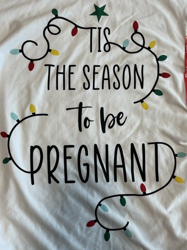 Time and Tru Women's Small 4-6 White Graphic Maternity Christmas Tee Shirt NWT - Picture 2 of 6