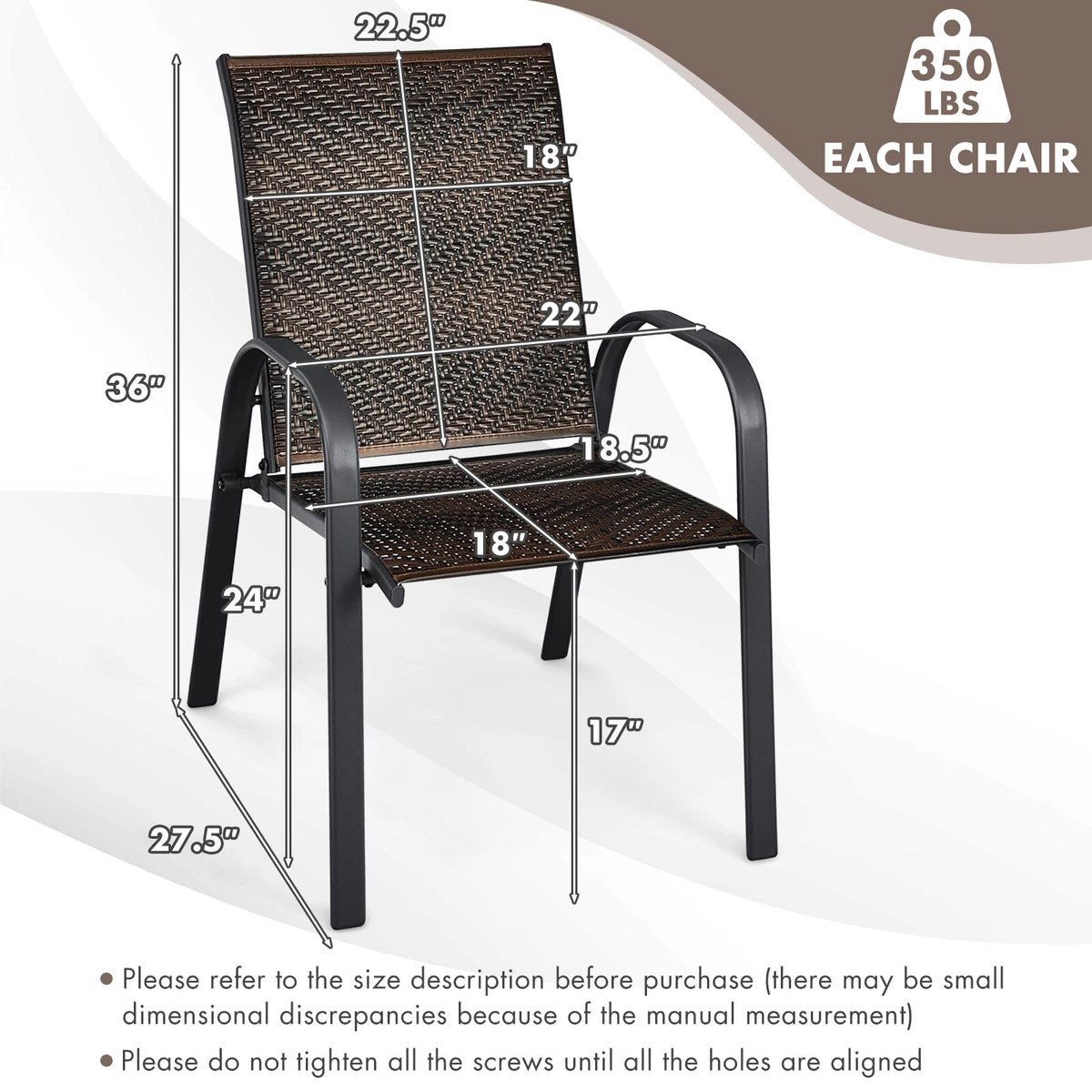 Patiojoy Set of 12 Patio Rattan Dining Chairs Stackable Armrest