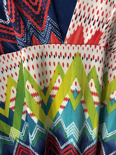 Gilli USA Damen Maxi Sommerkleid Tanktop fließend mehrfarbig Large L V-Ausschnitt Streifen - Bild 3 von 8