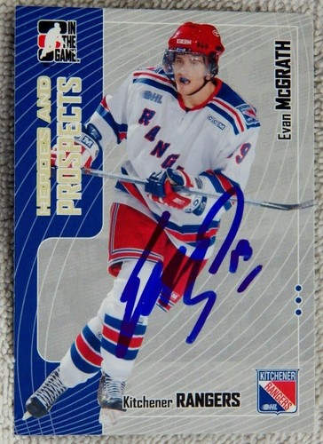 Anaheim Ducks Evan McGrath Signed 05/06 ITG H&P Kitchner Rangers Card Auto