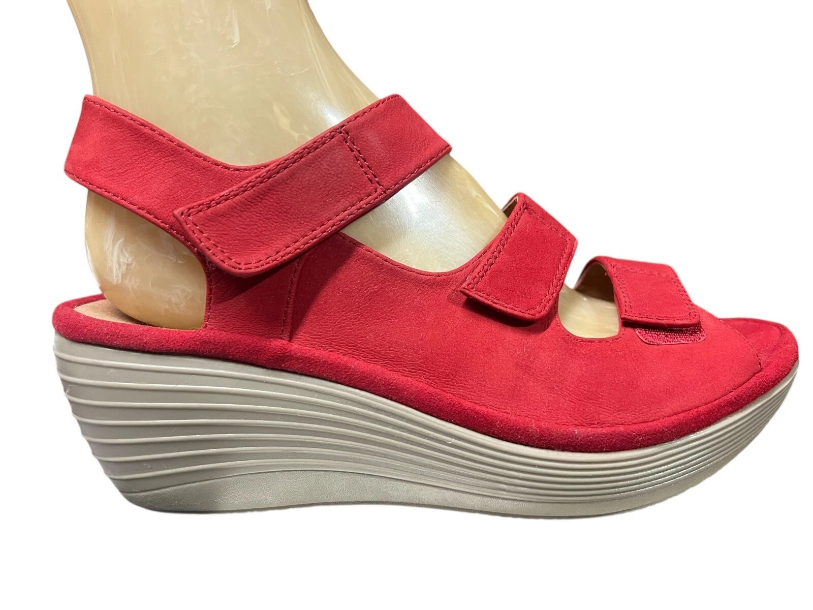 Scarpe Clarks Reedly Juno rosse taglia 8 sandalo plateau zeppa tacco us intime ottimeioni
