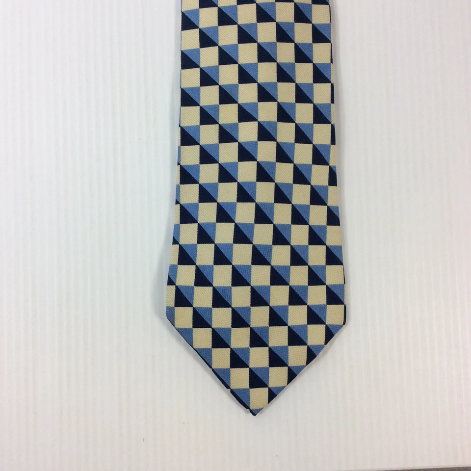 Corbata para hombre Nautica 3,75 pulgadas x 58 L azul seda negro beige tablero a cuadros Foto 2 de 4