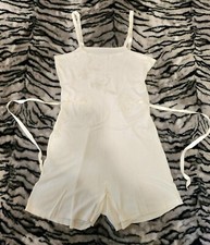 Vintage White Sheer Romper One Piece Sleeveless Night Wear Lingerie