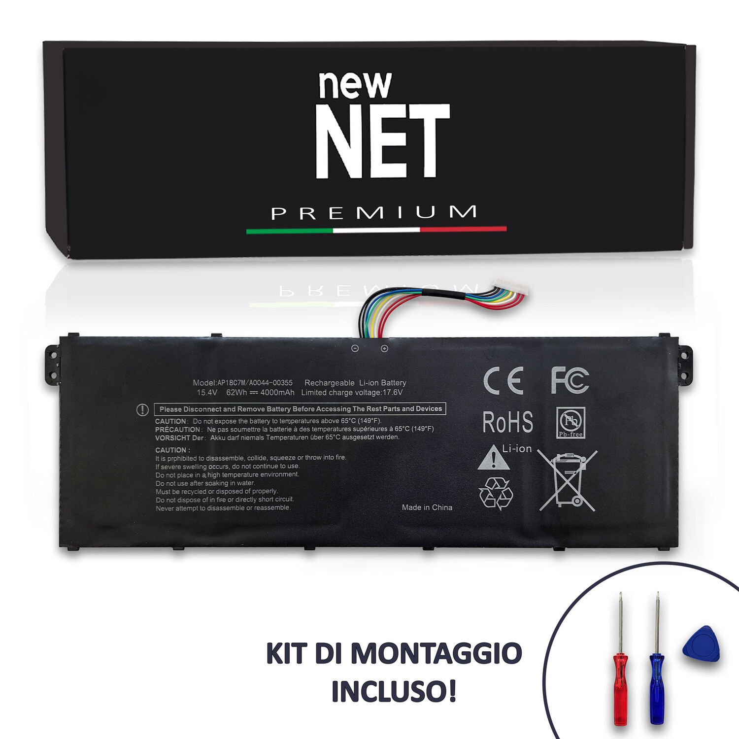 Batteria Premium compatibile Acer ConceptD 3 Ezel Pro CC315-72P 15.4V 4000mAh