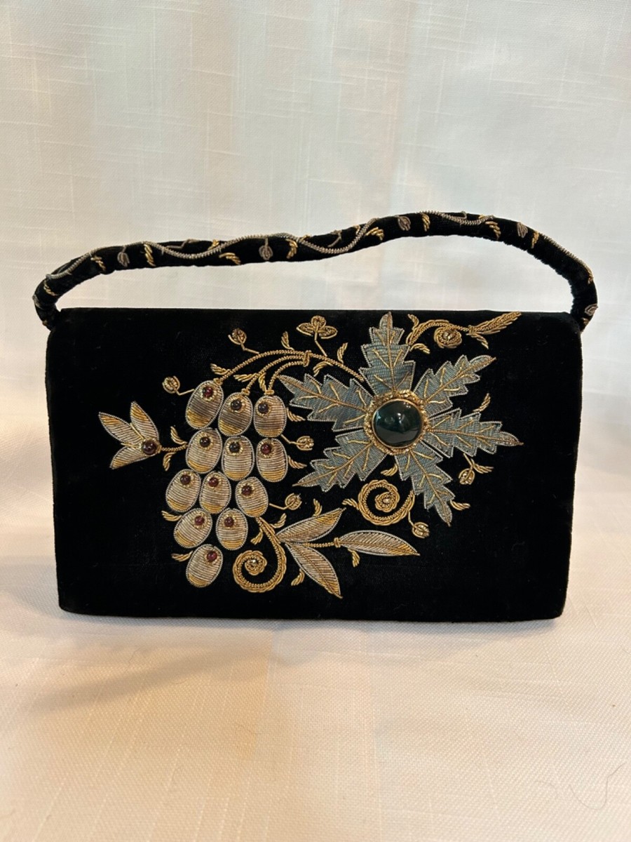 Made in India Velour Beaded Handbag Clutch
