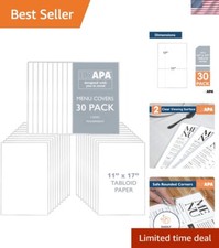 Restaurant Menu Covers 11 x 17 Inch - 30 Pack, Single Page, 2 View Clear Menu...