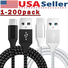 Braided USB C Type-C Fast Charging Data SYNC Charger Cable Cord 3/6/10FT Lot