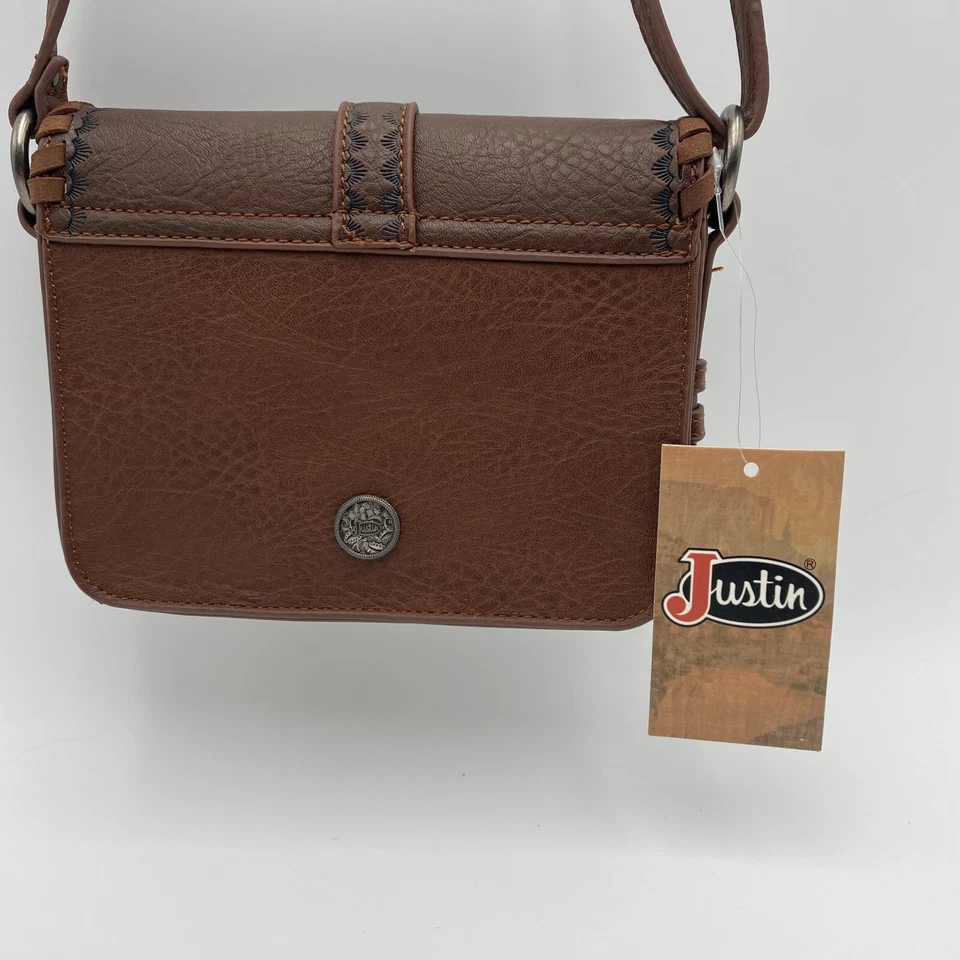 Bolso Bandolera Justin Monedero Suroeste Azteca Occidental Marrón Imitación Cuero Boho Foto 2 de 4