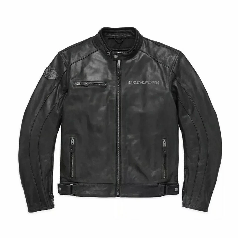 Harley Men's Reflective Skull Leather Biker Jacket HD Blouson CUIR - Image 2 of 3