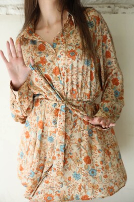 sachin and babi light blue dress Plaid Belted Long Sleeve Shirt Dress