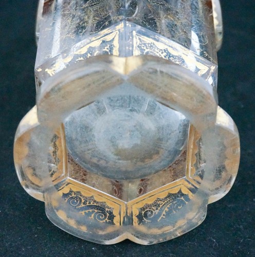 Lovely Antique 1885 Moser Cabochon Engraved Gilded Blown Cut Glass Vase 8.25 - Picture 7 of 8
