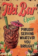 Tiki Bar V3 Funny Sign 8" x 12" Aluminum Metal Sign