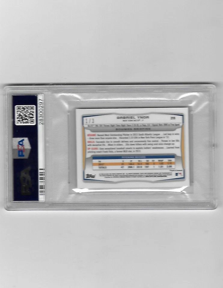 2014 Bowman Chrome Minis INDIGO 1/3 Refractor Gabriel Ynoa #219 PSA 10 - Image 2 of 2