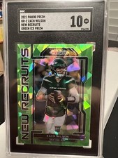2021 Zach Wilson New Recruits Prizm NR-2, green cracked ice SSP SGC 10, POP 1