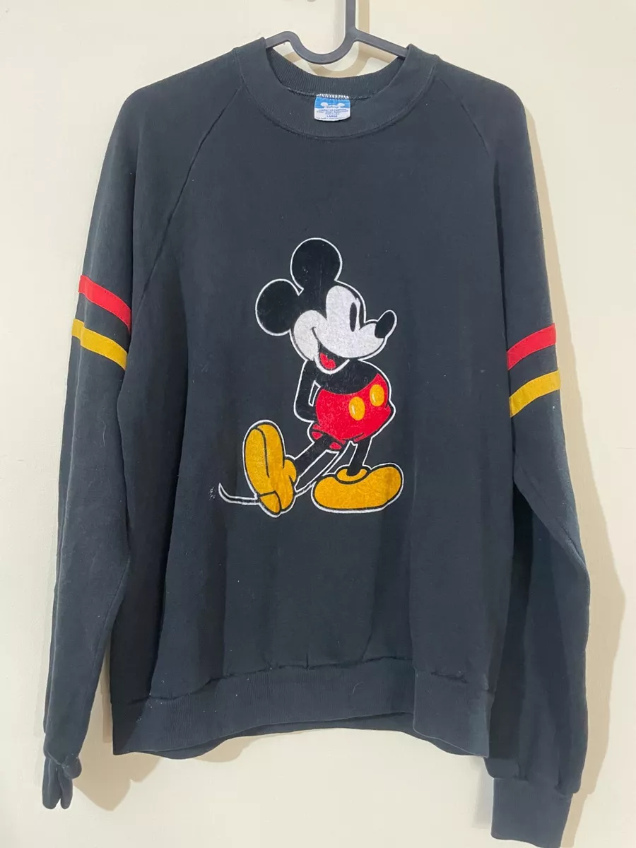 DISNEY MICKEY MOUSE BLACK SWEATSHIRT WOMEN S USED SIZE L MADE IN