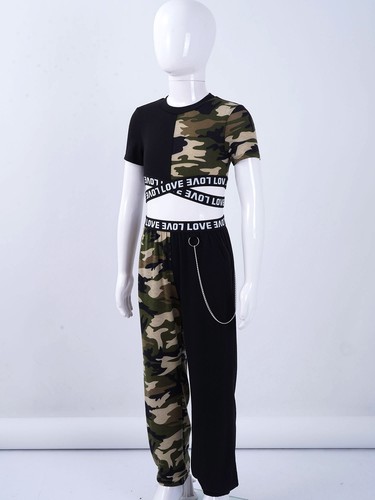 Kids Girls Crop Top Trousers Sets School Students Tracksuits Sportswear Outfits - Picture 105 of 113