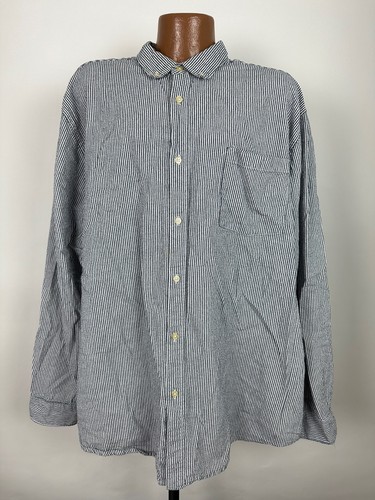 Vintage Basic Editions Shirt Men 3XLT TALL Railroad Conductor Striped Midweight - Picture 2 of 15