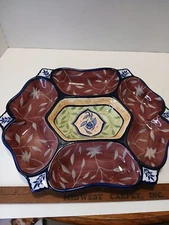 vtg blue flower by zfike danna cullen design chp and dip/ tray