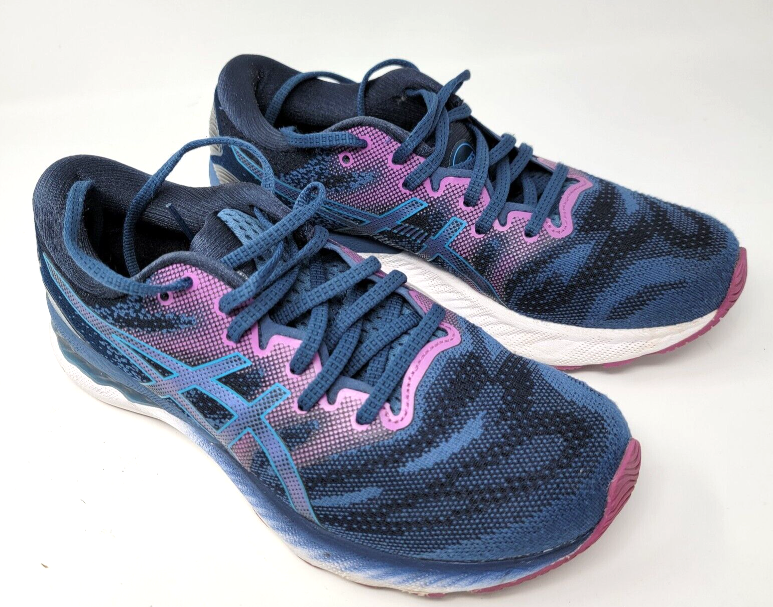 Asics Womens Gel Nimbus 23 1012A885 Running Shoes Blue Pink Sneakers Size 8.5