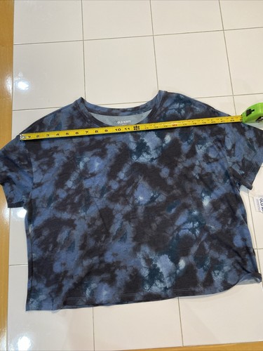 Old Navy Blue Tie Dye Short Sleeve Crop Tee Shirt-Women's Size L - New With Tags - Picture 6 of 8