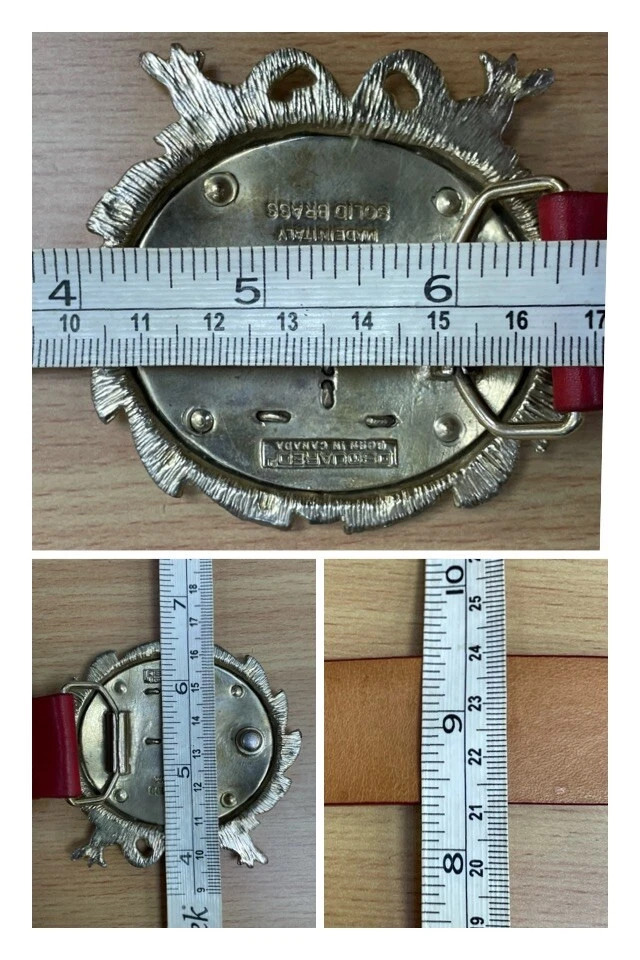 Cinturón Dsquared Rojo Charol Gran Tamaño Dorado Canadá Tenis Logo Hebilla Talla L Foto 2 de 4