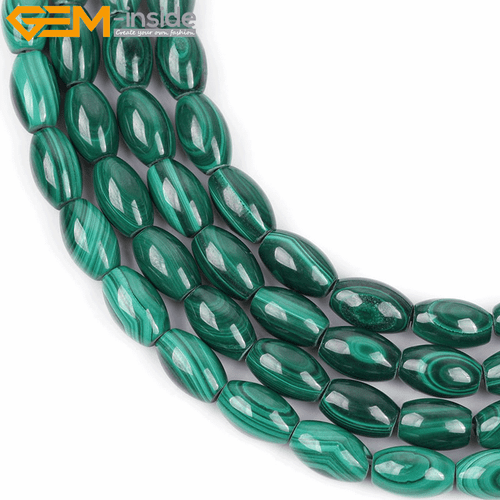 A+ Malachite Olivary Rice Natural Gemstone Grade Beads For Jewelry Making 15" UK - Picture 8 of 24