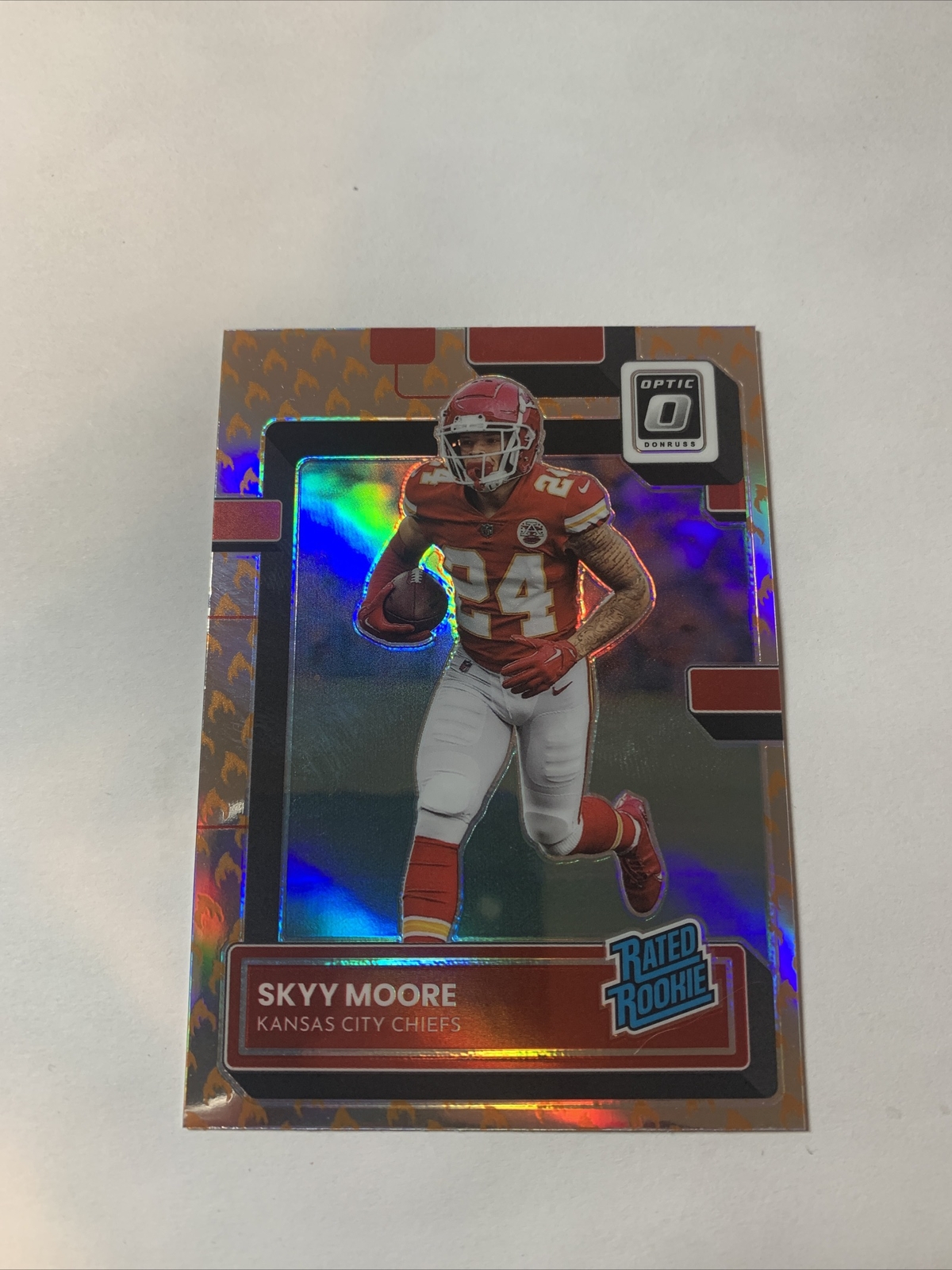 Skyy Moore 2022 Panini Donruss Optic Rated Rookie Fire Emoji #224 Kansas City