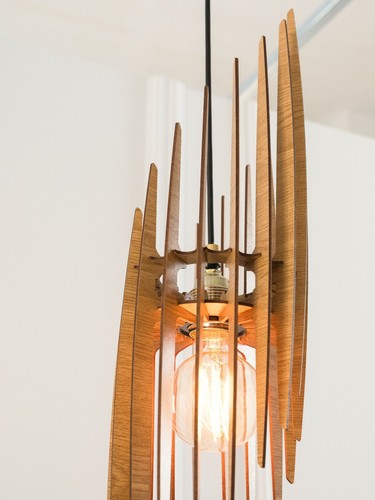 Wood Ceiling Lamp, Hanging Light, Scandinavian Design, Pendant Fixture - Picture 8 of 18