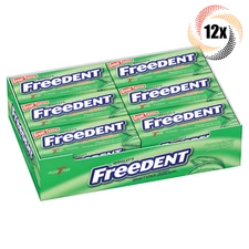 Full Box 12x Packs Wrigley's Freedent Peppermint Flavor Gum | 15 Sticks Per Pack