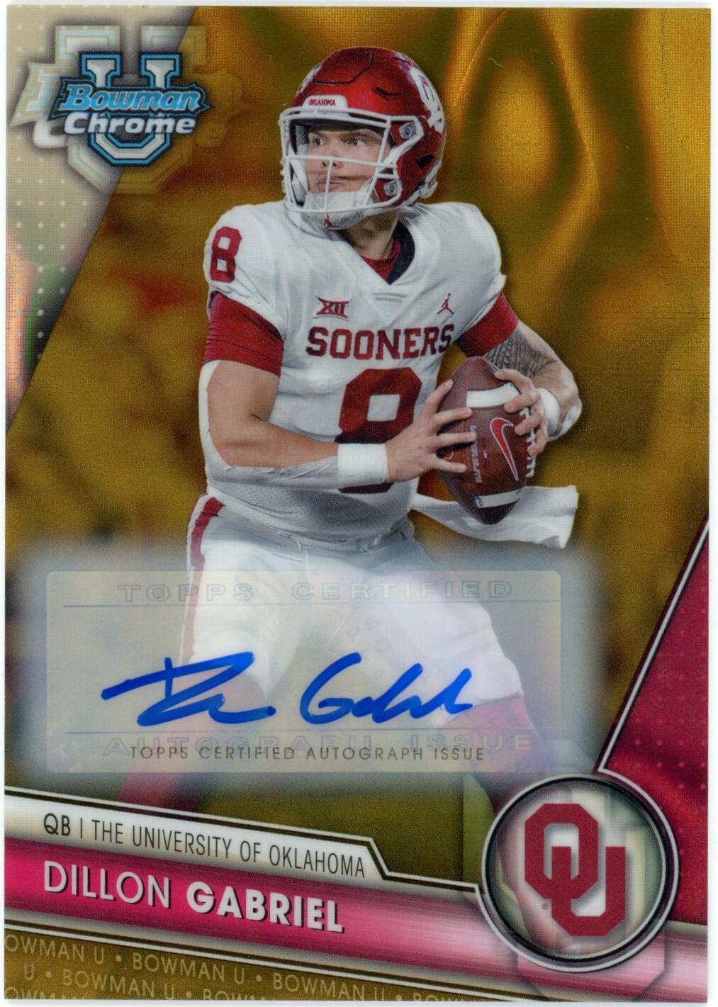 2023 Bowman Chrome U DILLON GABRIEL Auto /50 Gold Refractor #150 University