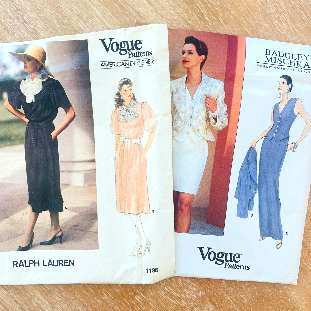 Vintage 80's 90's Dress Patterns Lauren Badgley Mischka Vogue Size 12  14 16
