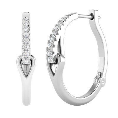0.25Ct Round Cut VVS1 Moissanite 14k White Gold Plated 925 Hoop Women's Earrings