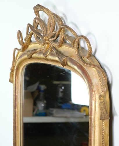 European French Antique 5 ft. Gold Gilded Wall Mirror - Picture 6 of 8