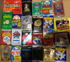 100 card Lot Old Vintage Baseball Cards in Unopened wax packs
