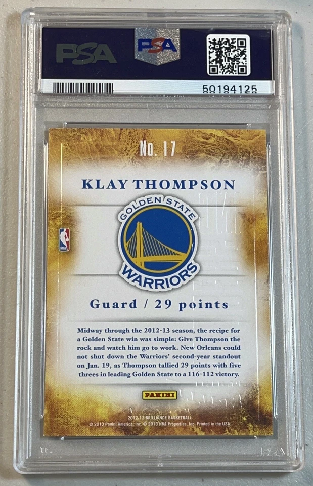 Tarjeta de novato Klay Thompson PSA 10 2012-13 Panini Brilliance Scorers Inc RC #17 Foto 2 de 2
