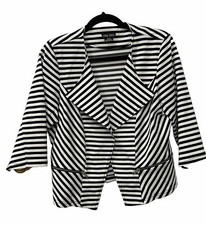 City Chic Black & White Stripes Jacket/blazer 3/4 Long Sleeves Xs/14