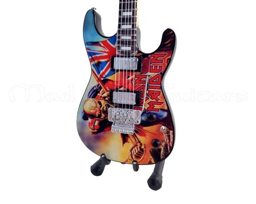 Miniature Guitar IRON MAIDEN with stand + PHOTO 6X8. - Picture 2 of 4