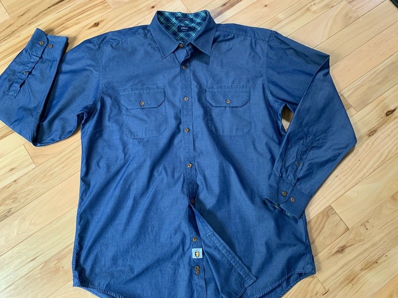 LINCS DC & Co. Dark Blue BUTTON FRONT Shirt Sz XL Men 100% Cotton