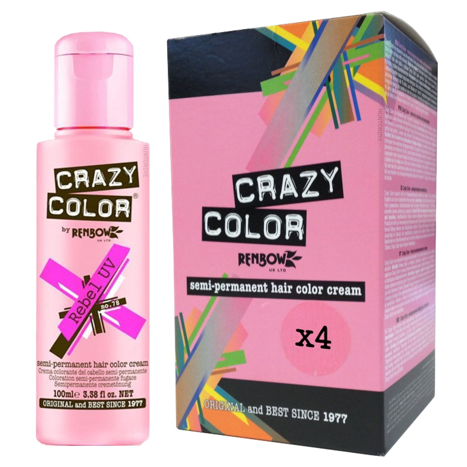 Renbow Crazy Color Semi Permanent Hair Dye - Rebel UV (4x 100ml)