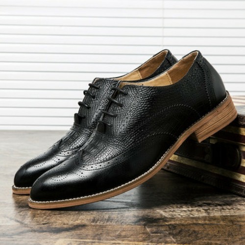Mens British Brogues Shoes Wing Tip 