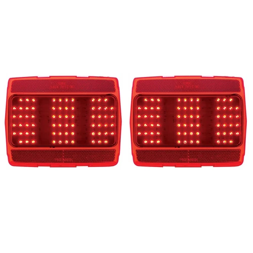 1964-1966 Ford Mustang Red Rear LED Tail Brake Light Lamp Lenses & Flasher Pair - Picture 2 of 8