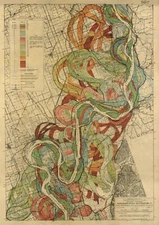 Harold Fisk Map, Mississippi River, Sheet 2, Mississippi River Meander Belt Map