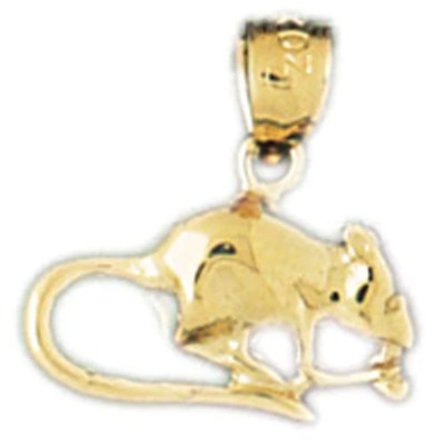 Rat Mouse Charm Pendant 14k Gold