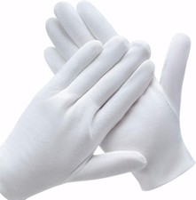 3 Pairs White Cotton Gloves for Dry Hands Eczema SPA Moisturizing - Work Glove L