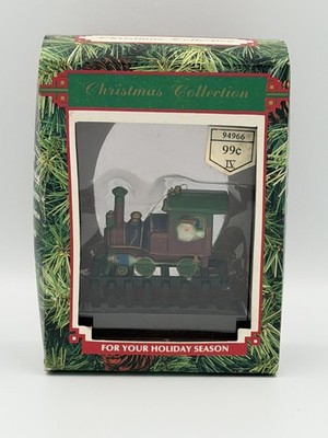 RITE AID CHRISTMAS COLLECTION TRAIN LOCOMOTIVE SANTA HOLIDAY ORNAMENT BOX RESIN