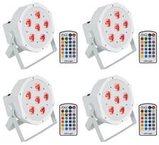 4 Rockville BATTERY PAR 6RF White Rechargeable Wireless DMX Lights RF Remotes