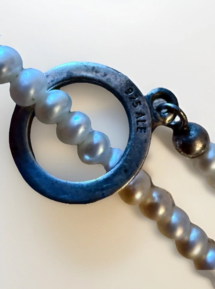 Raro Retirado VHTF Pandora Tejido Esplendor 925 Collar de Perlas 590148D-60 Foto 3 de 4